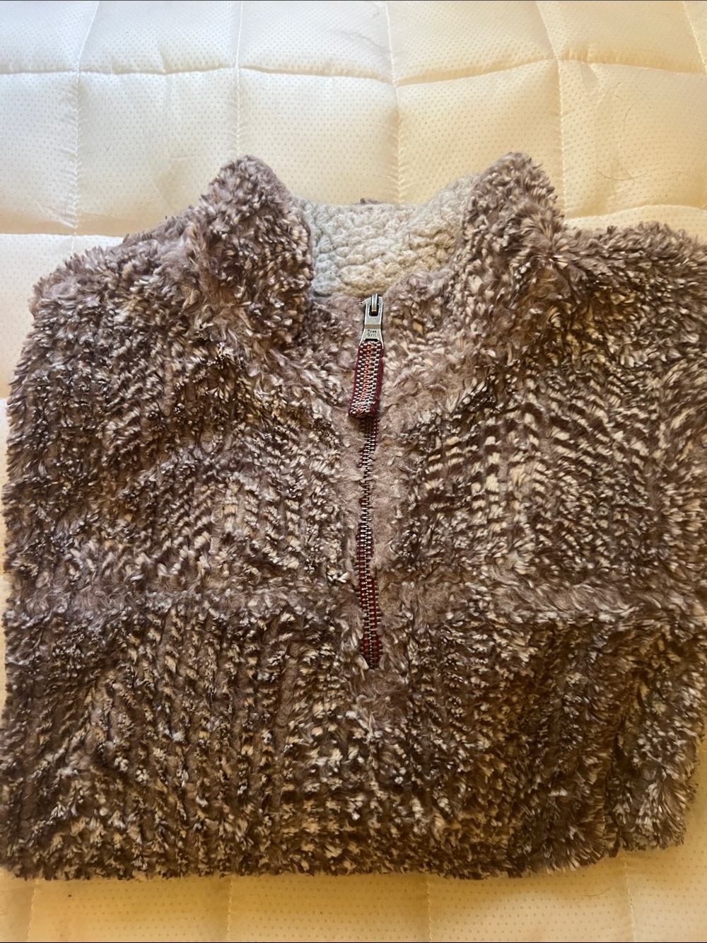 True Grit Plush Half-Zip Turtleneck Sweater - Taupe Mix